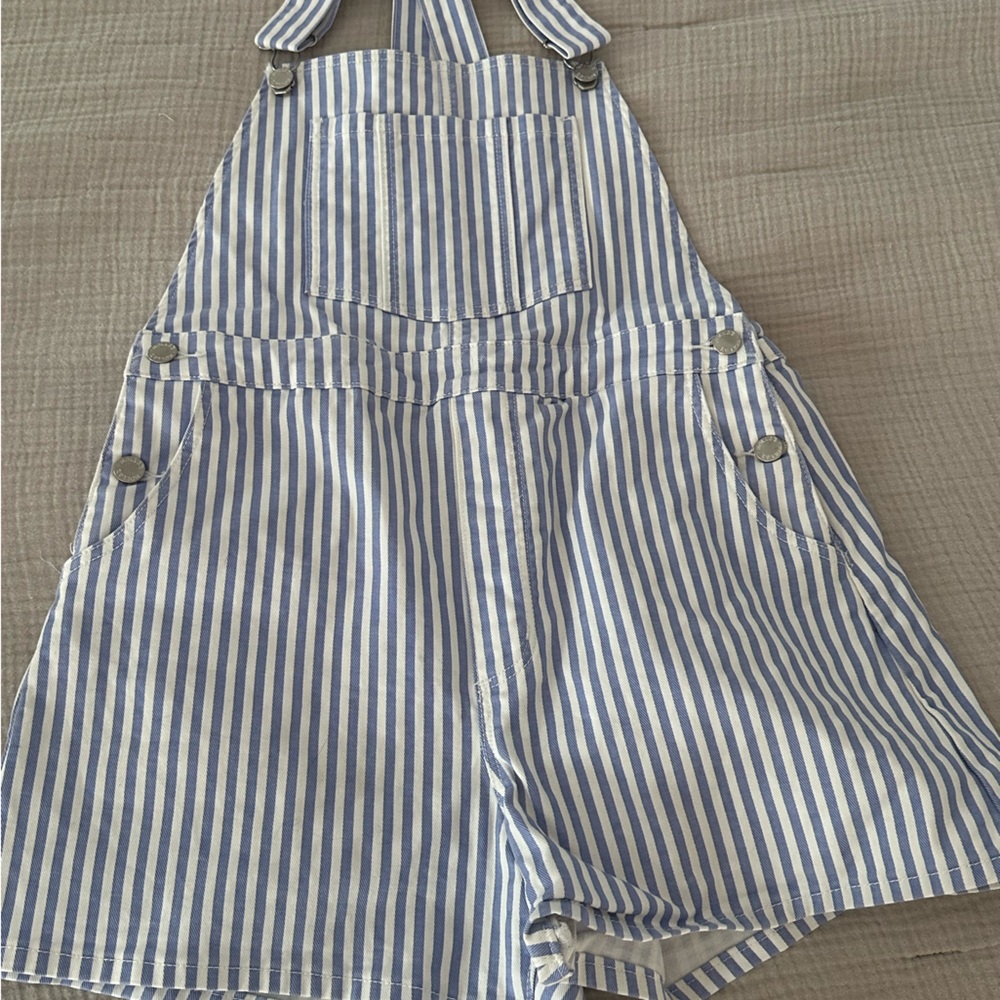ROLLA'S Light Blue and White Striped Overalls